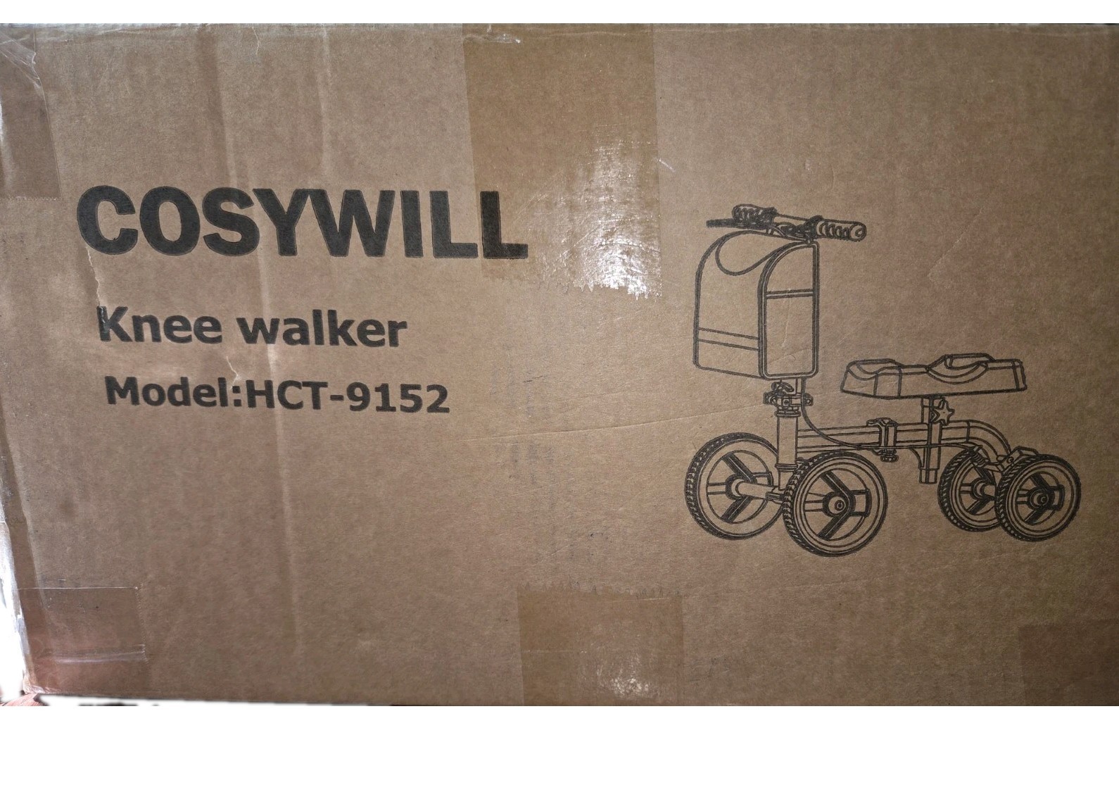 COSYWILL Steerable Knee Scooter,Economy Knee Walker,Black