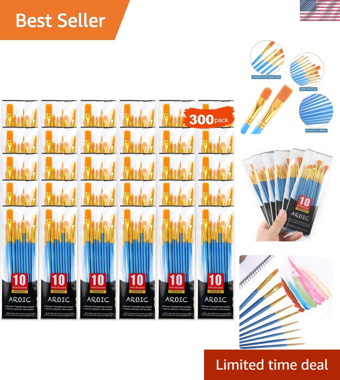 Luxury 300-Piece Painting Brush Set - Perfect for Oil & Watercolor Artists