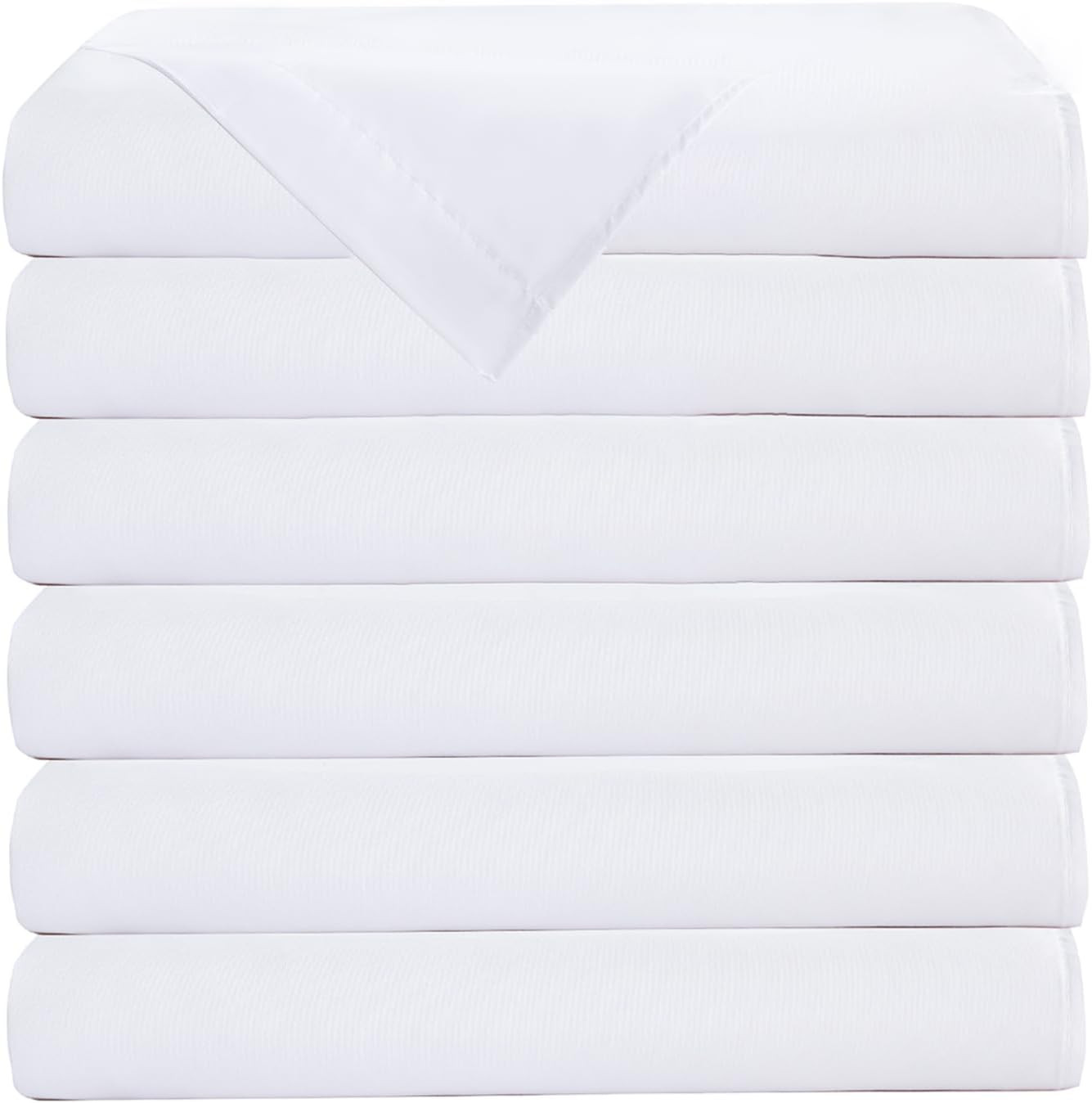 Bulk Full Flat Sheets Only, White 6 Pack Quick Sort Top Bed Sheet, Color-Coded H
