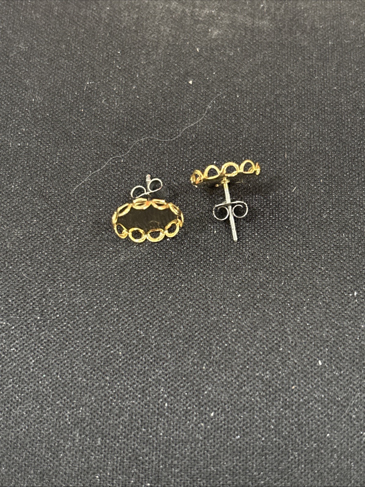 5 pair Gold Plated Earring Posts Studs 8mm x 10mm Cabochon Settings
