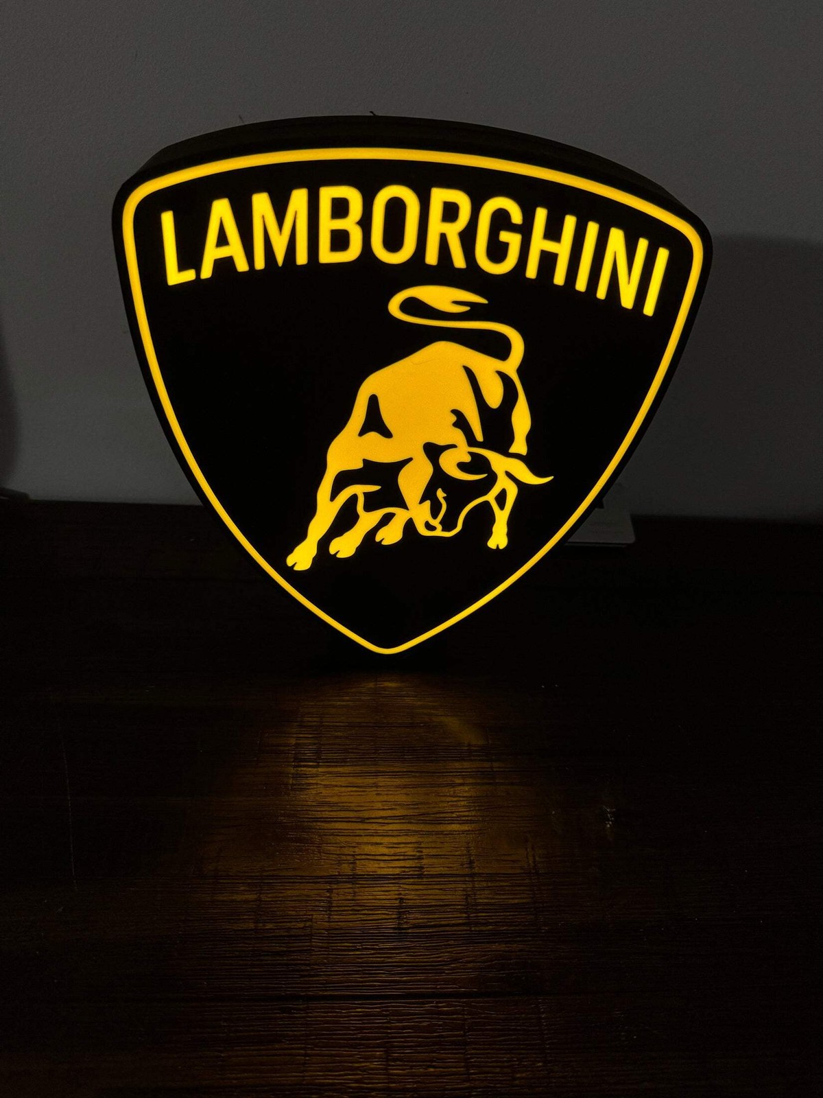 Bright Yellow Lamborghini Logo - LED Light up decoration / Wall Art - USB Powere