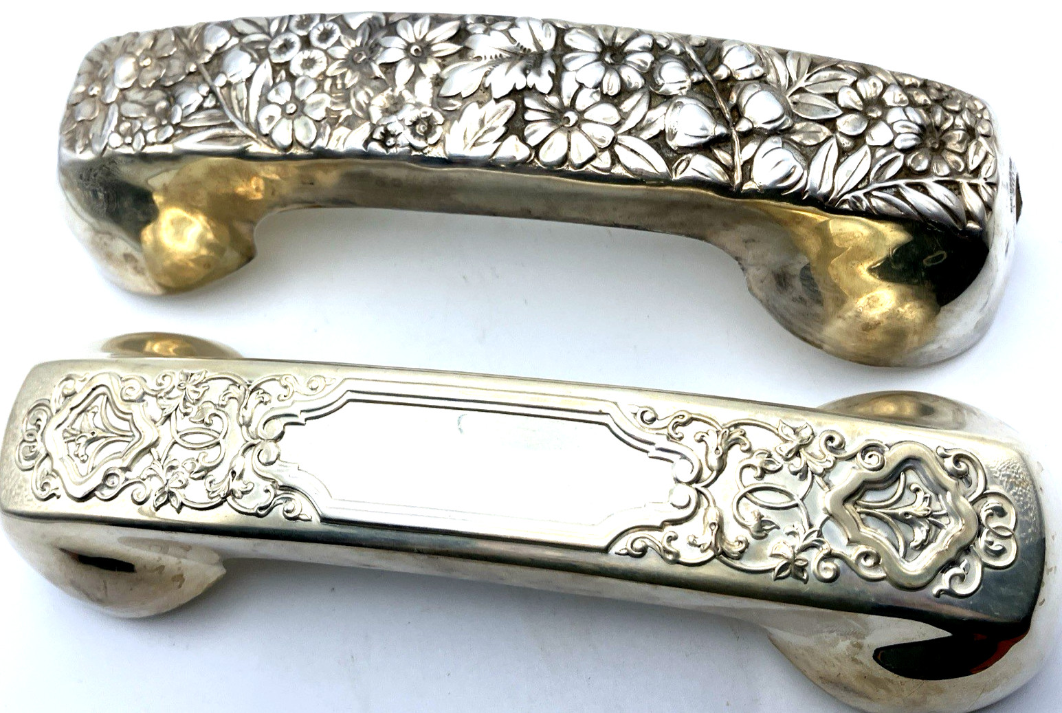 Vintage 1960's 2- Gorham Silver Plate Engraved Phone Handset Covers