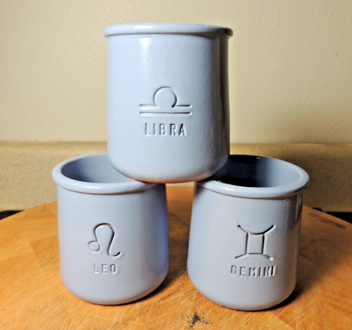 3 La Fermiere Zodiac Yogurt Cups Libra Gemini Leo Terracotta Clean