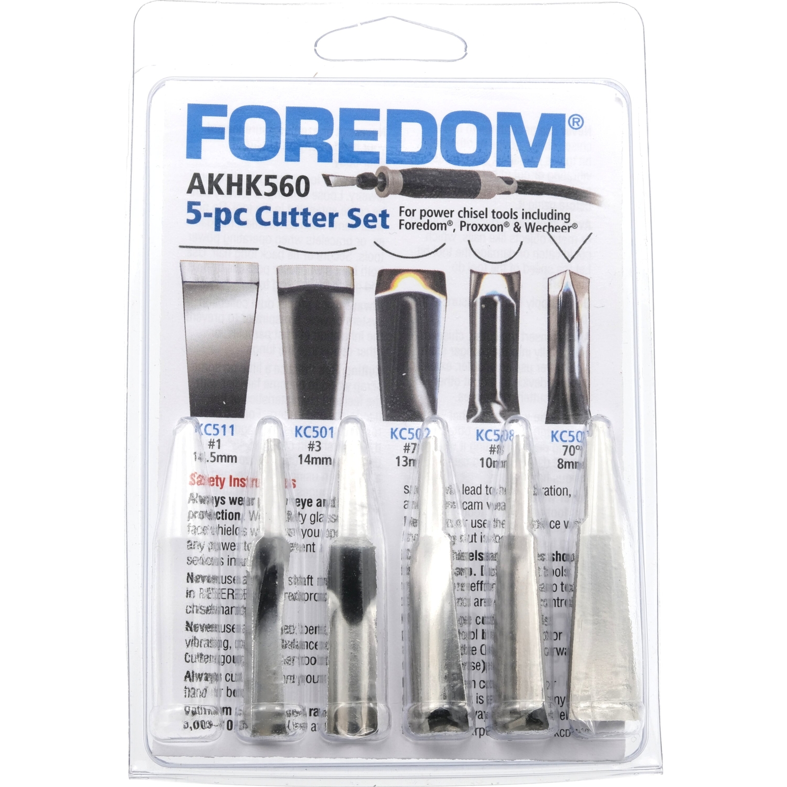 Foredom Chisel Set AKHK560 5 Pc Set For 50c Chisel Handpiece Cutter Set #2 HK560
