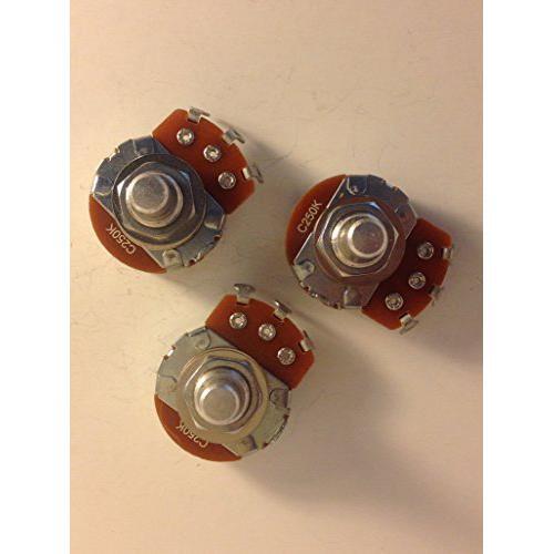 3x Alpha 250K Reverse Audio Potentiometer Solid Shaft US Spec Lefty Guitar Pot