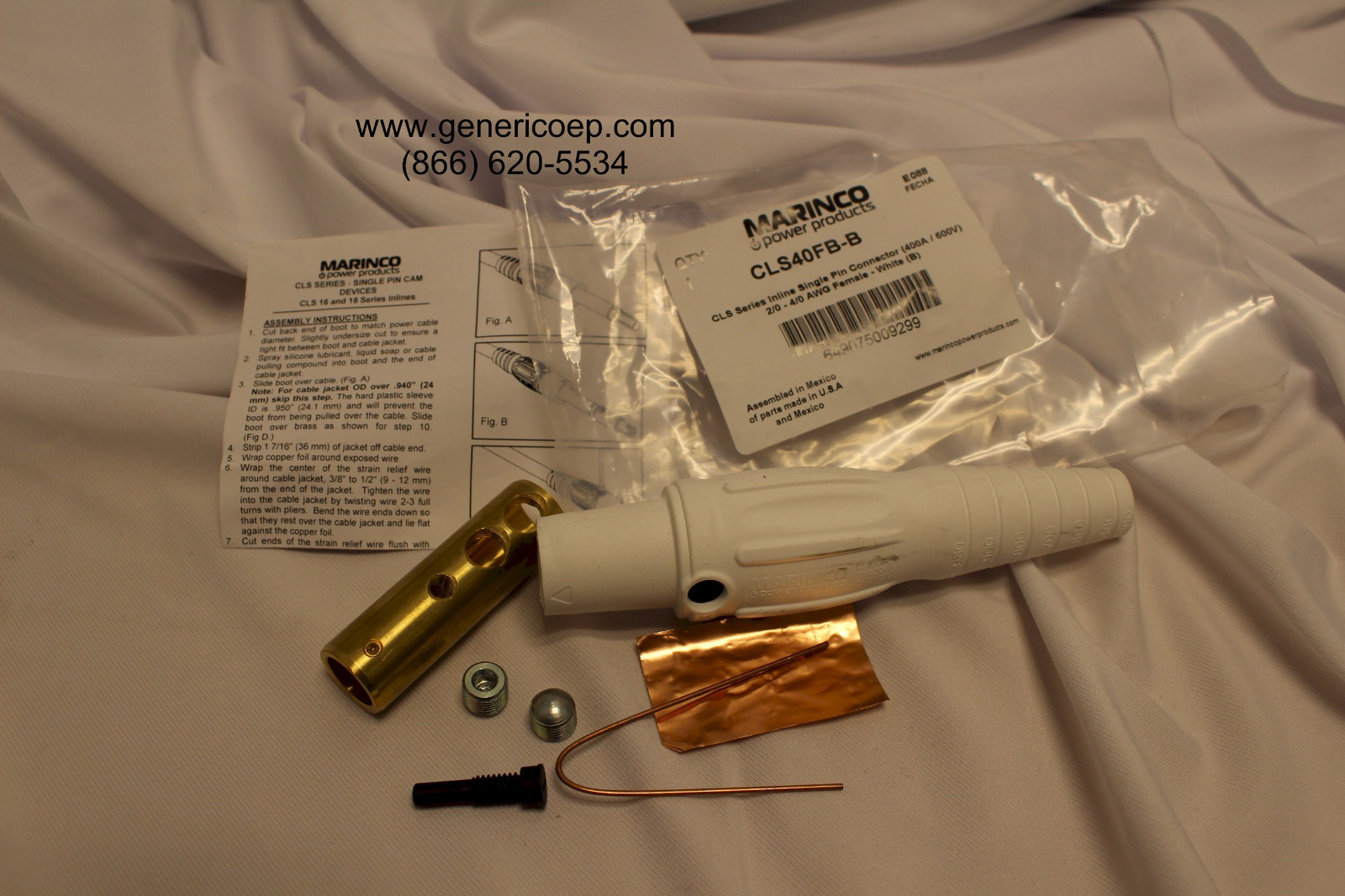 Marinco CLS40FB-B Female White Cam Lok 2/0-4/0awg 400a inline camlok