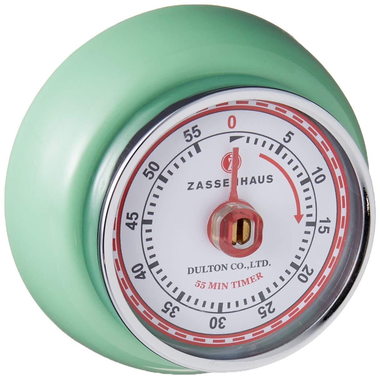 Zassenhaus Magnetic Retro Kitchen Timer, Classic Mechanical Cooking Timer (Mint