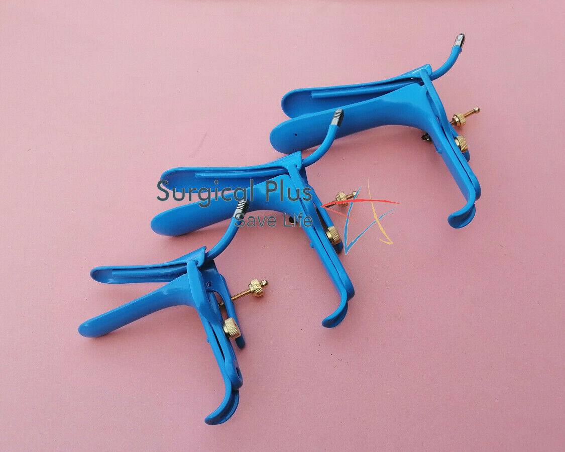 Graves Vaginal Speculum With Light Source S,M,L Blue Nylon Coating Gynecology