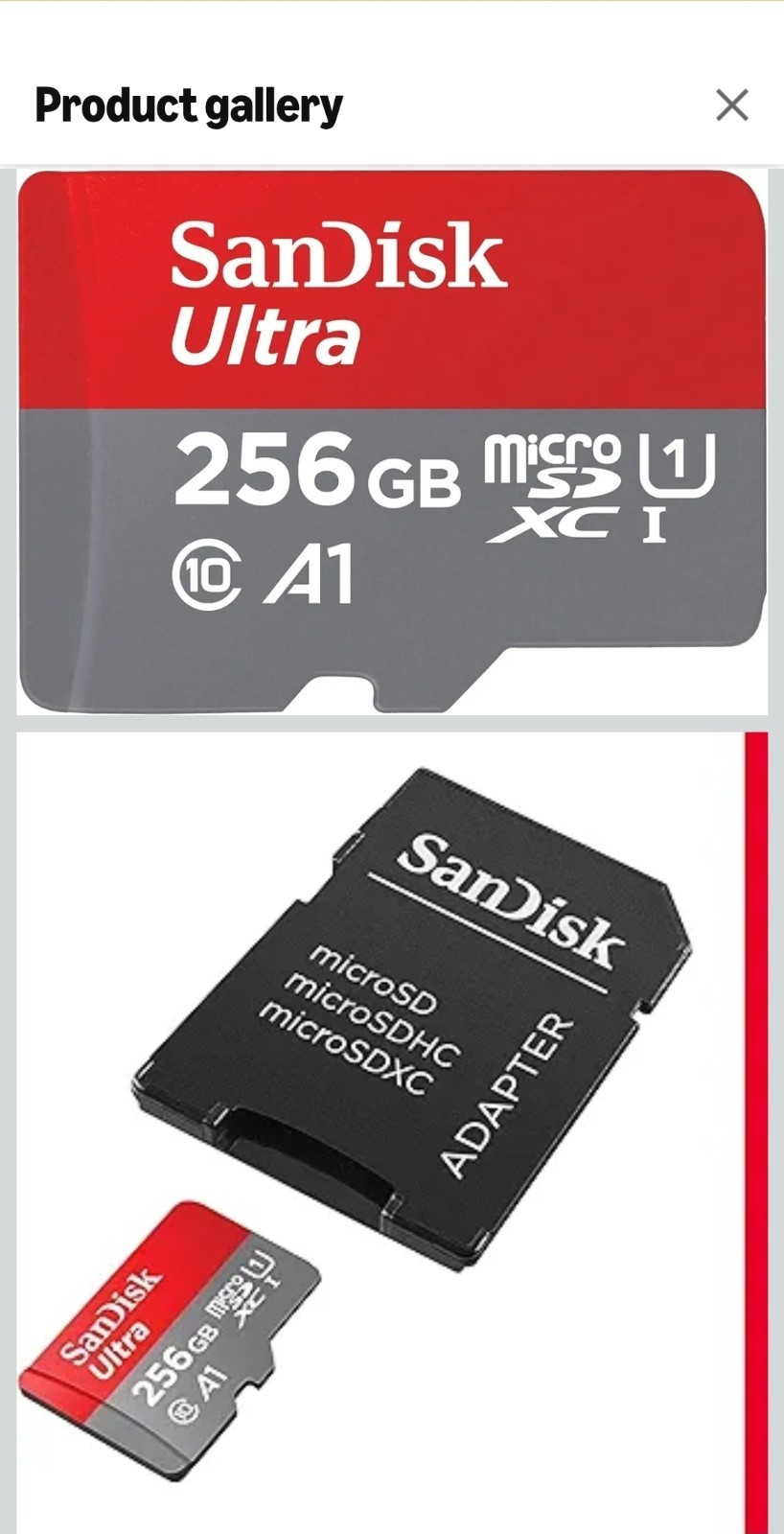 SanDisk micro SDXC 256 Ultra Memory Card  UHS-I with Adapter Full HD 150MB/s A1