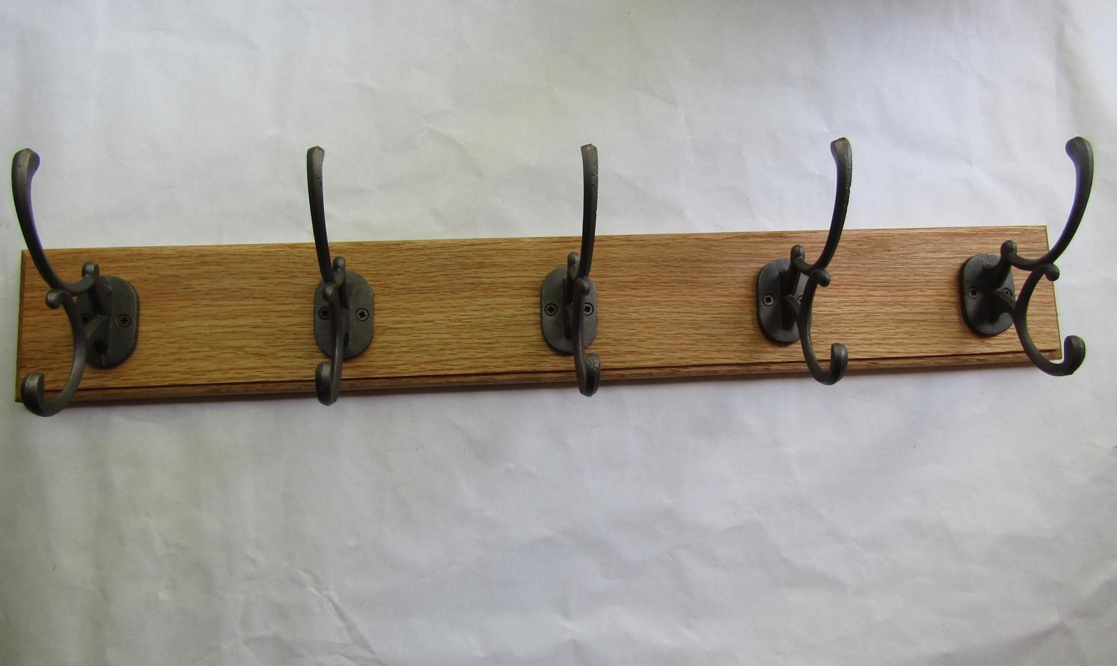 Rustic Oak coat hook rack rail Solid Wooden Wall Mounted cast iron Hat and Coat