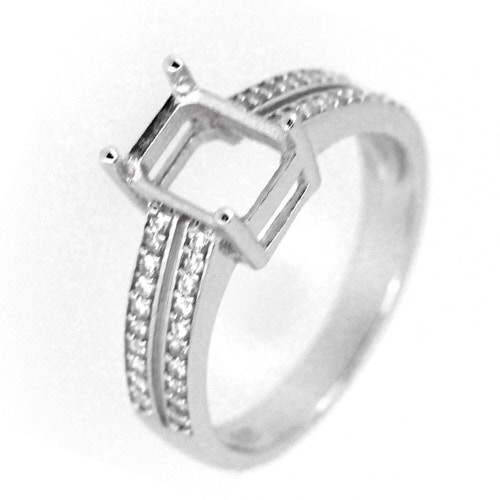 Sterling Silver Semi Mount Ring Setting Oct 7x5mm Split Shank