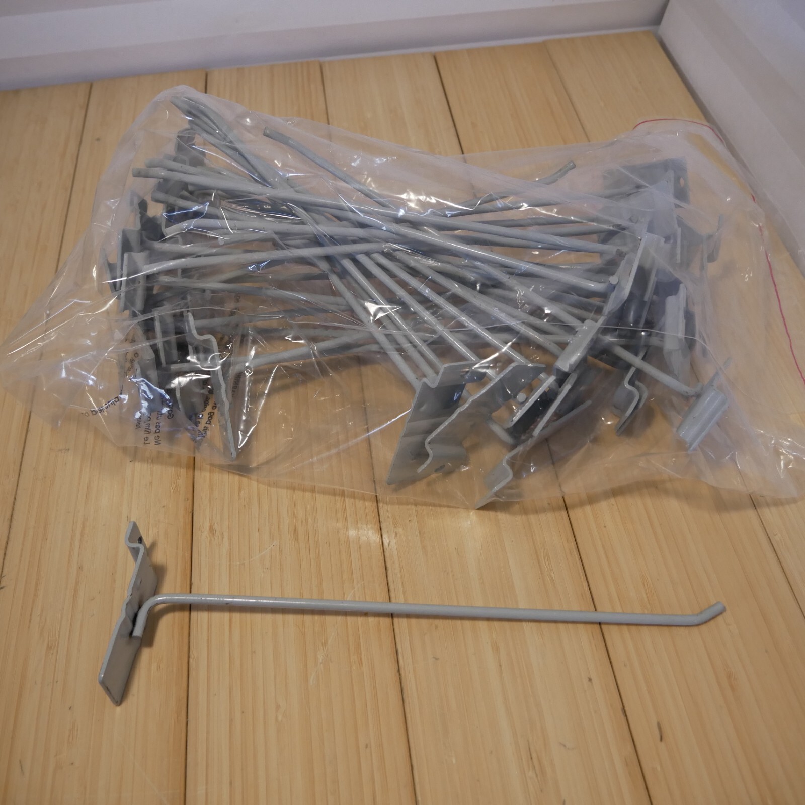 (Quantity of 30) - 10 inch Gray Painted Metal Slatwall Slat Wall Hooks