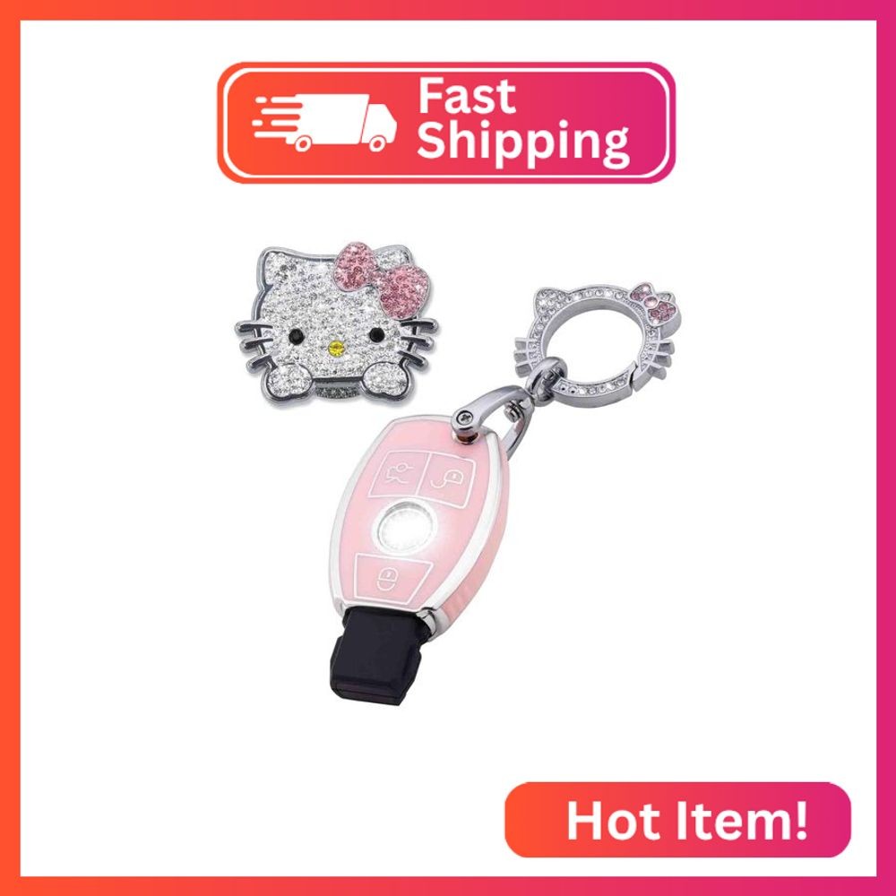 Pangpai Pink Car Accessories 3 Pcs for Mercedes Benz C E S M CLS CLK G Class Key