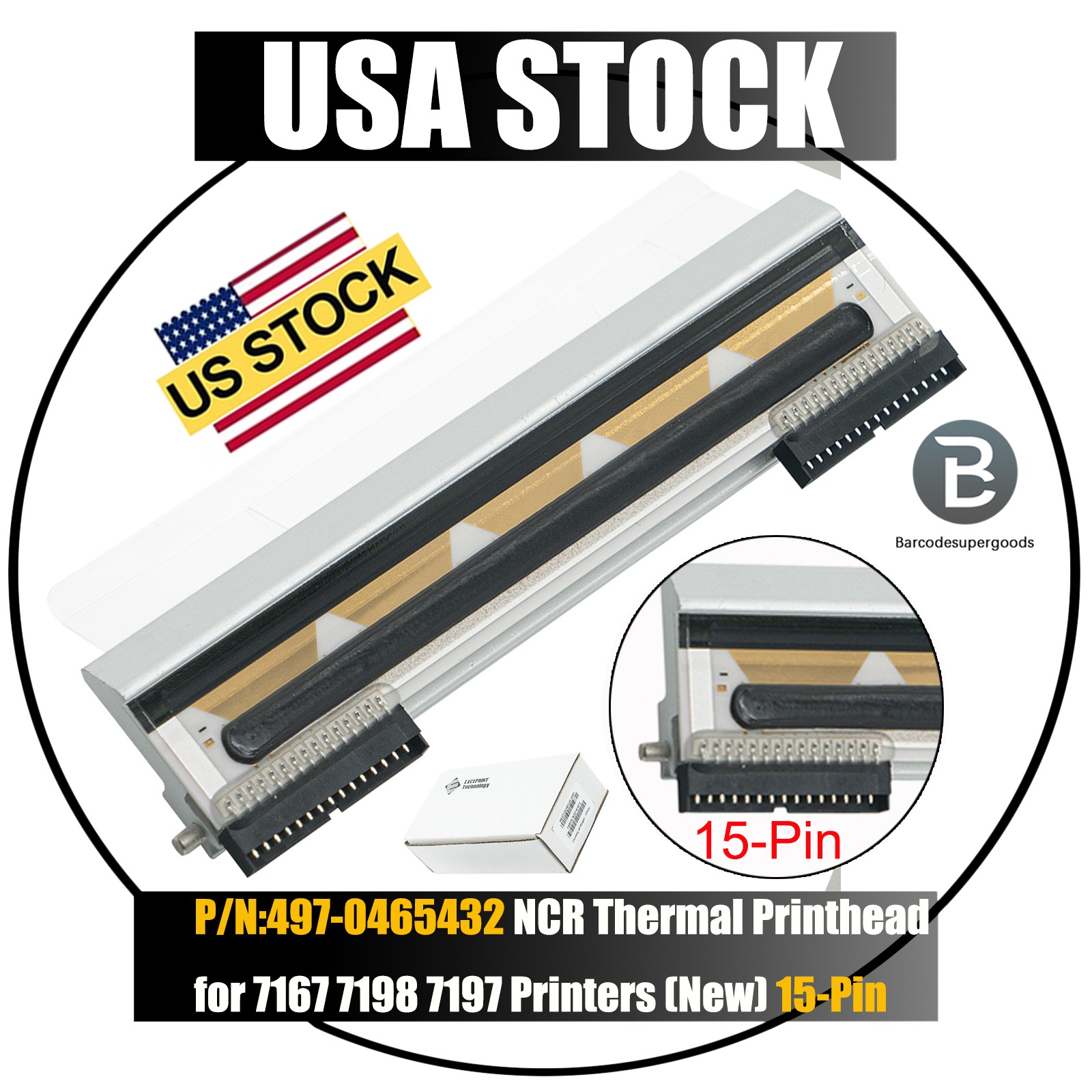 P/N:497-0465432 NCR Thermal Printhead for 7167 7198 7197 Printers (New) 15-Pin
