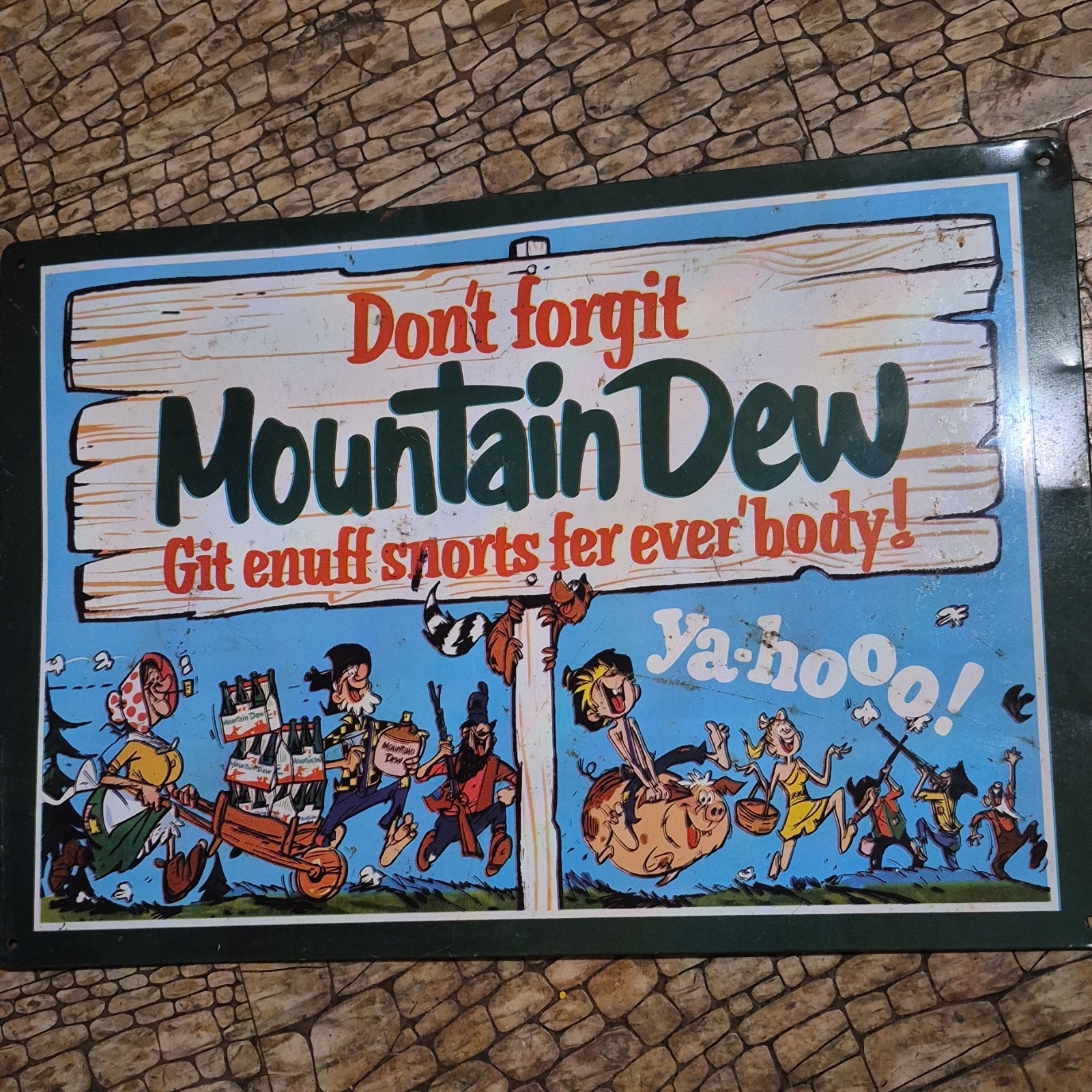 vintage Mountain Dew sign (metal)