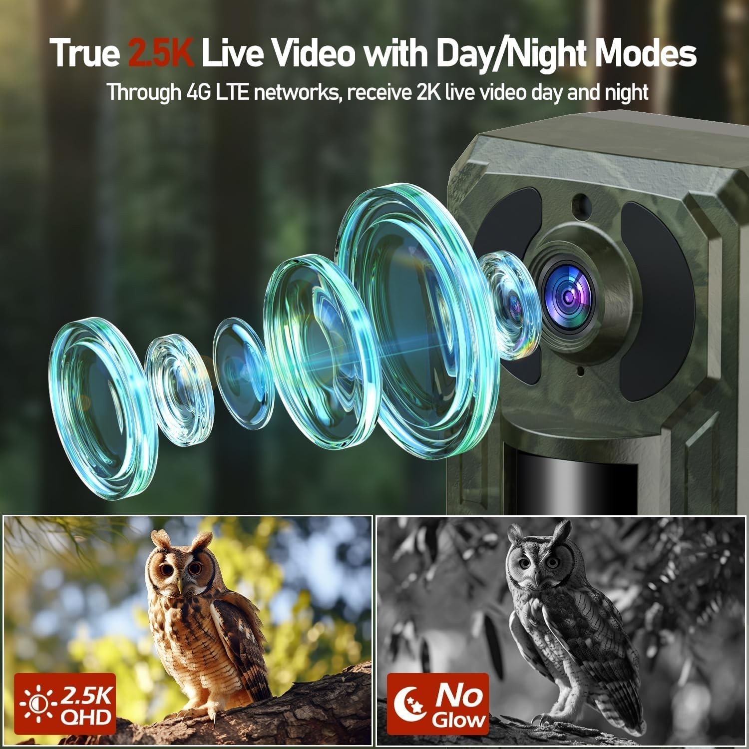 2Pack Solar Cellular Trail Camera with 2.5K Live Streaming 4G LTE Game Cam SIM