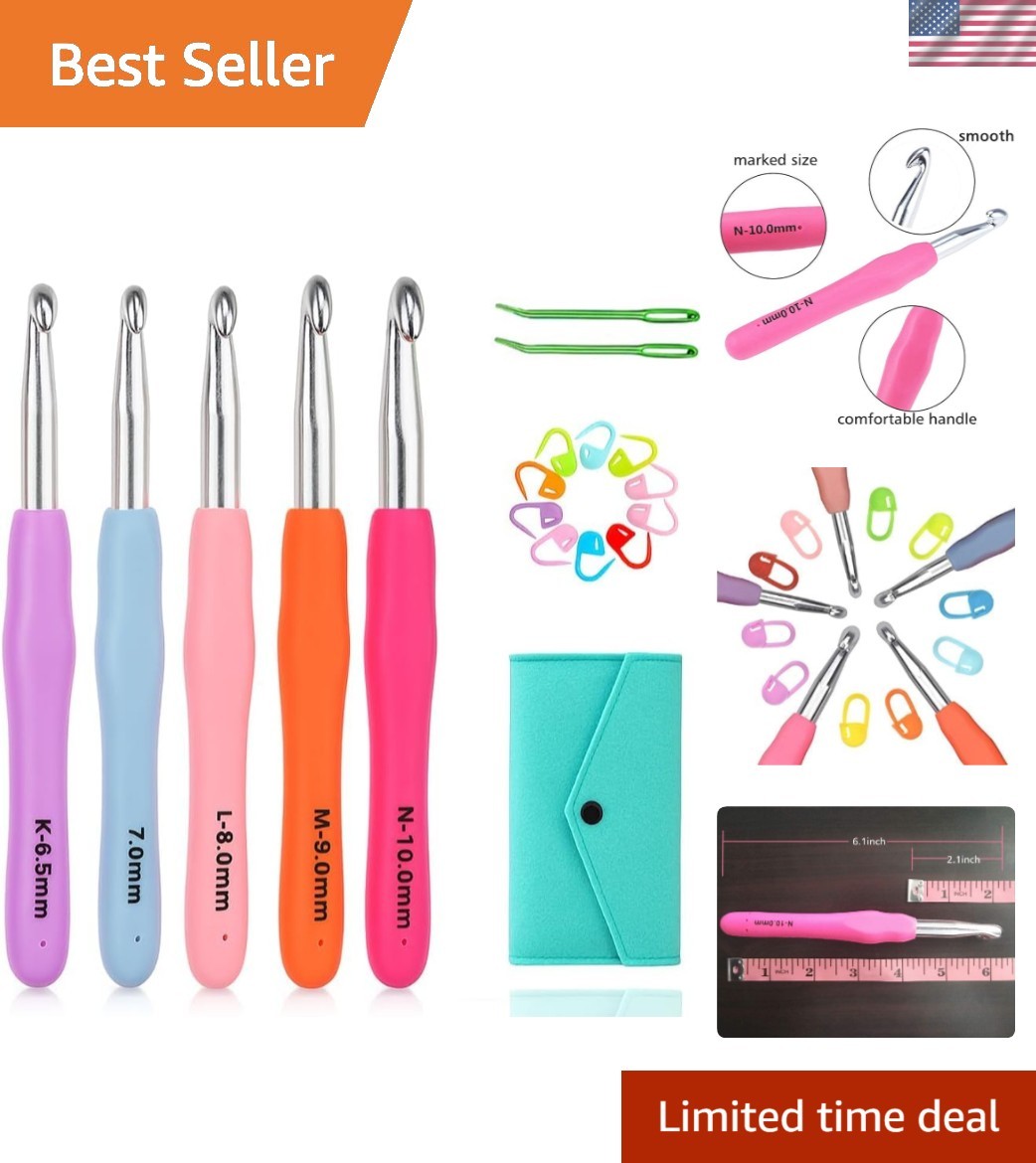 Ergonomic Aluminum Crochet Hooks Set 6.5-10mm - Comfort & Durability Combined