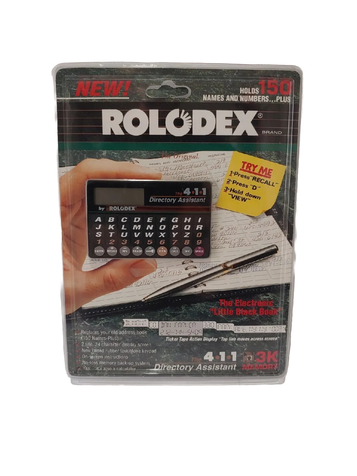 Tele-Art Digital ROLODEX Handheld 411 Directory Assistant 150 Names/Number 1990