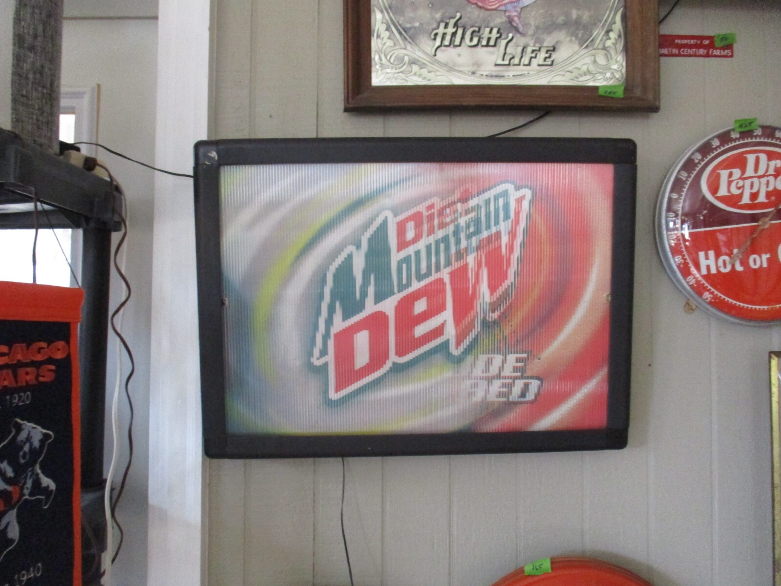 lighted Mountain Dew Diet Mt. Dew, Code Red Mt. Dew motion changes sign