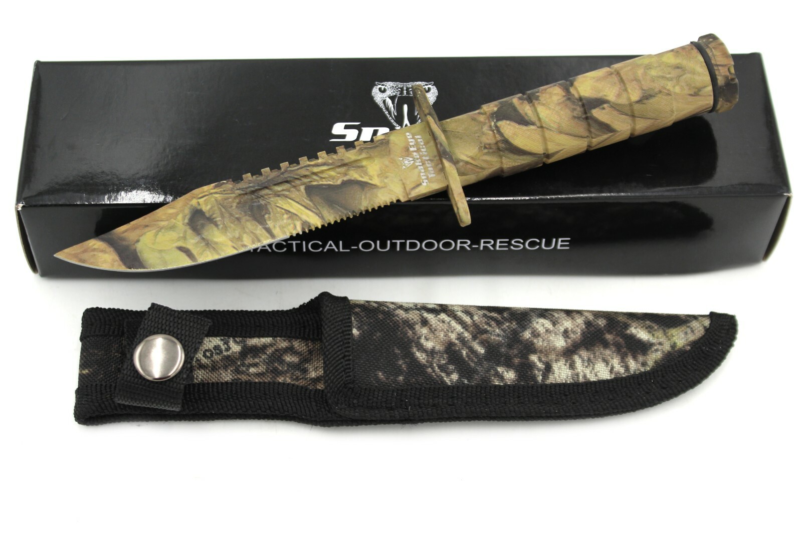 Snake Eye Tactical Serrated Blade 8.5 Inch Survival Knife-Stainless Steel Blade