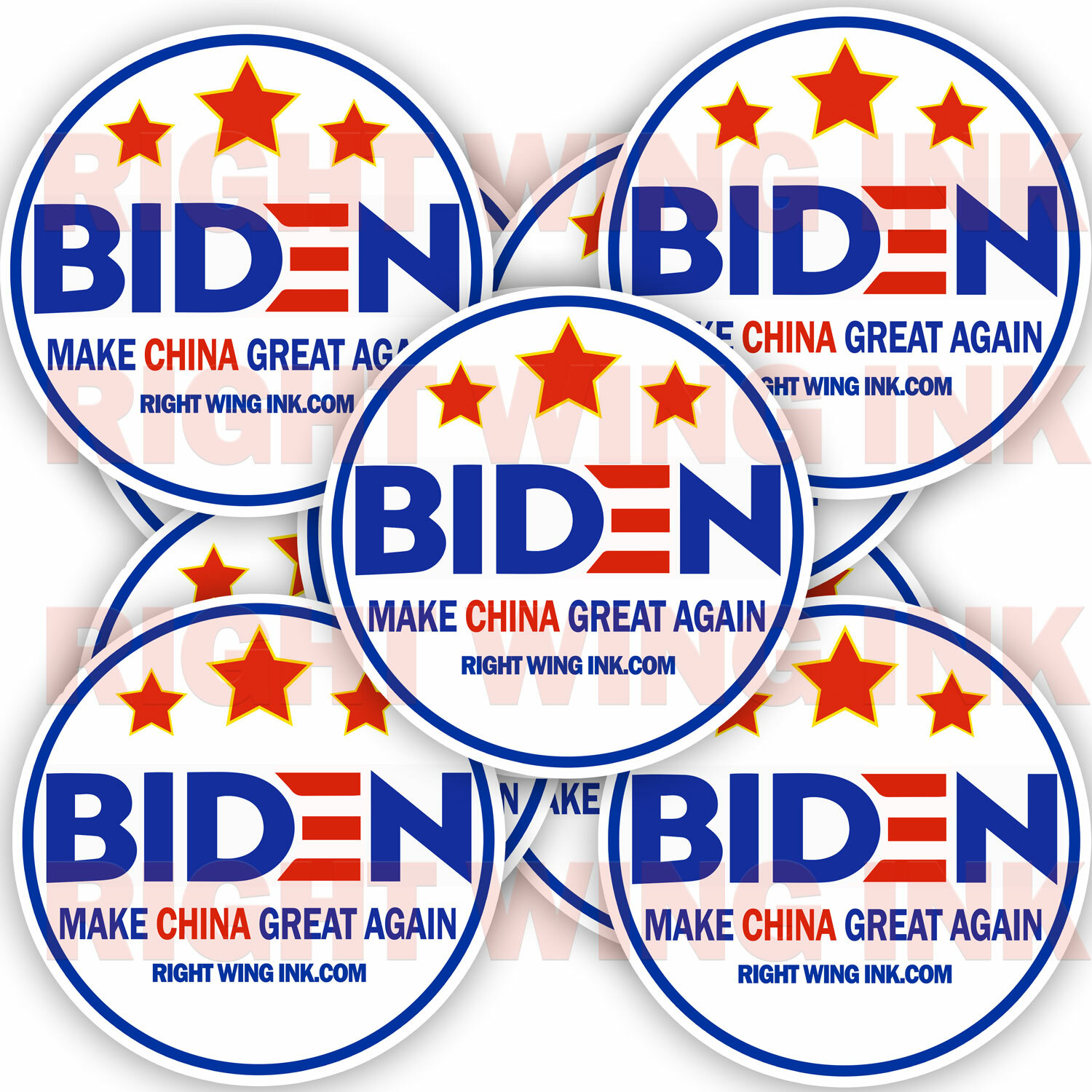 Biden Bumper Sticker Round MAKE CHINA GREAT AGAIN  tri* 10 PACK 4" wide