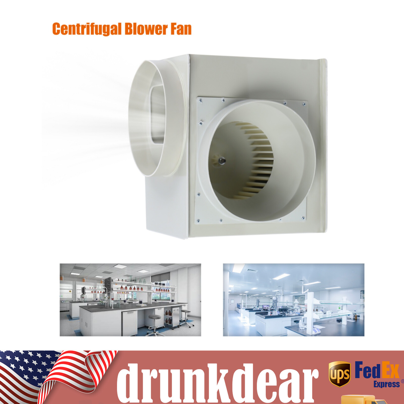 Lab Centrifugal Exhaust Fan Ventilator Chemical Cabinet Fume Hood Air Blower