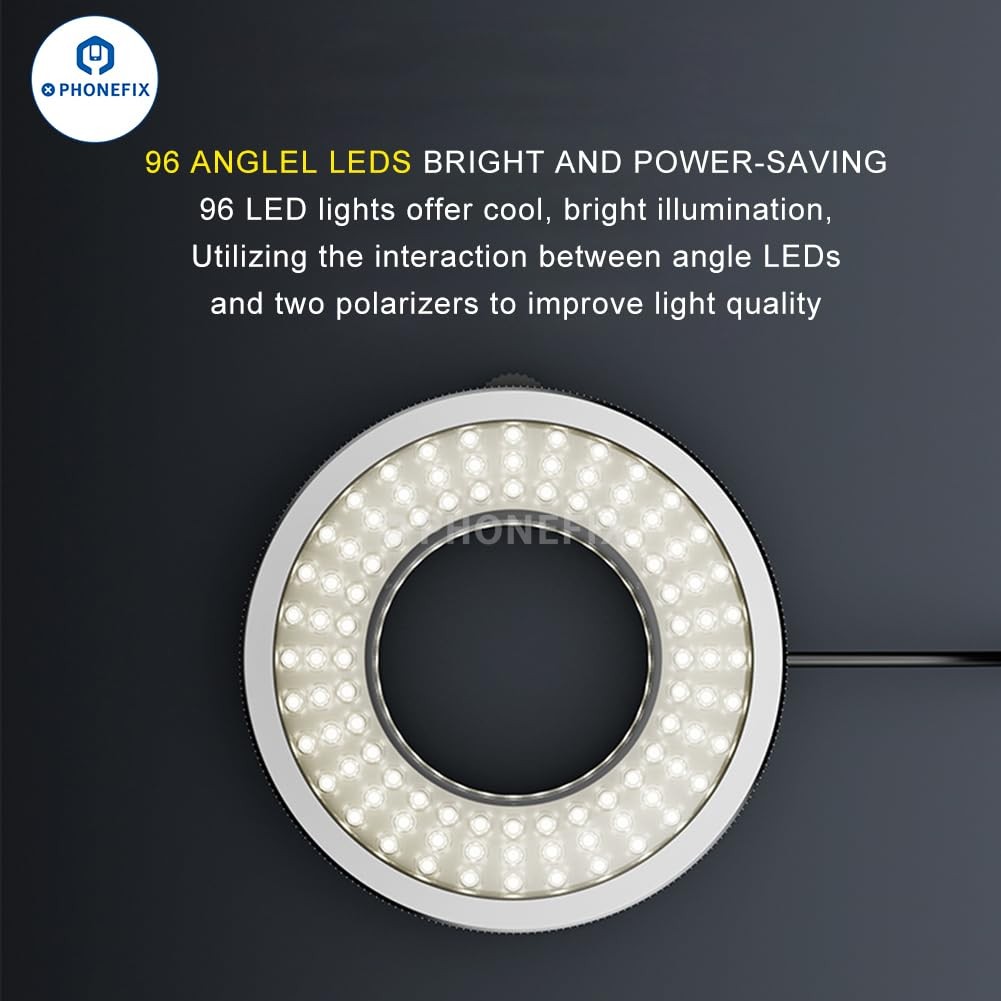 Microscope Polarized 96-LED Ring Light Anti Glare Microscope Lamp Illuminator fo