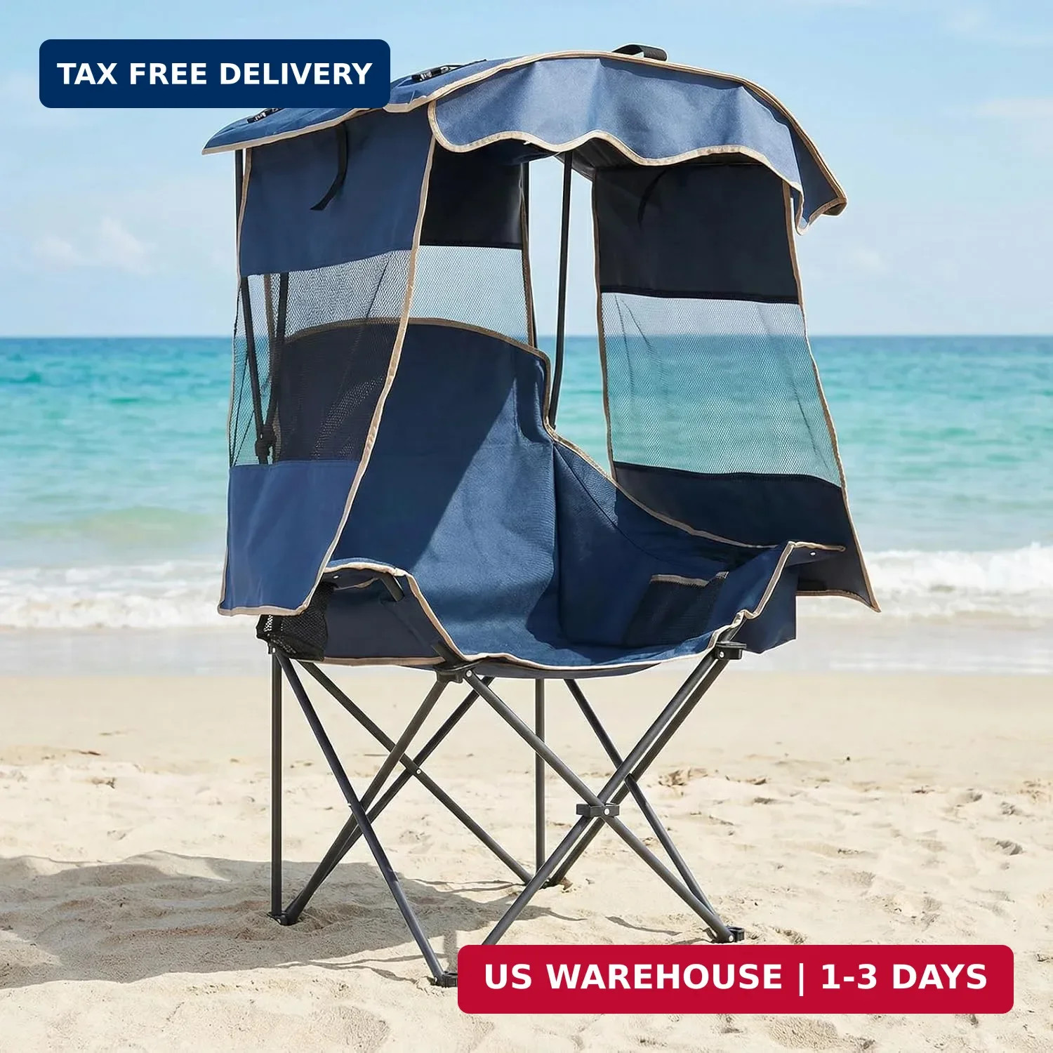 Camping Chair with Canopy, Canopy Chair with 3-Sided UPF 50+ Shade | Backpack-St