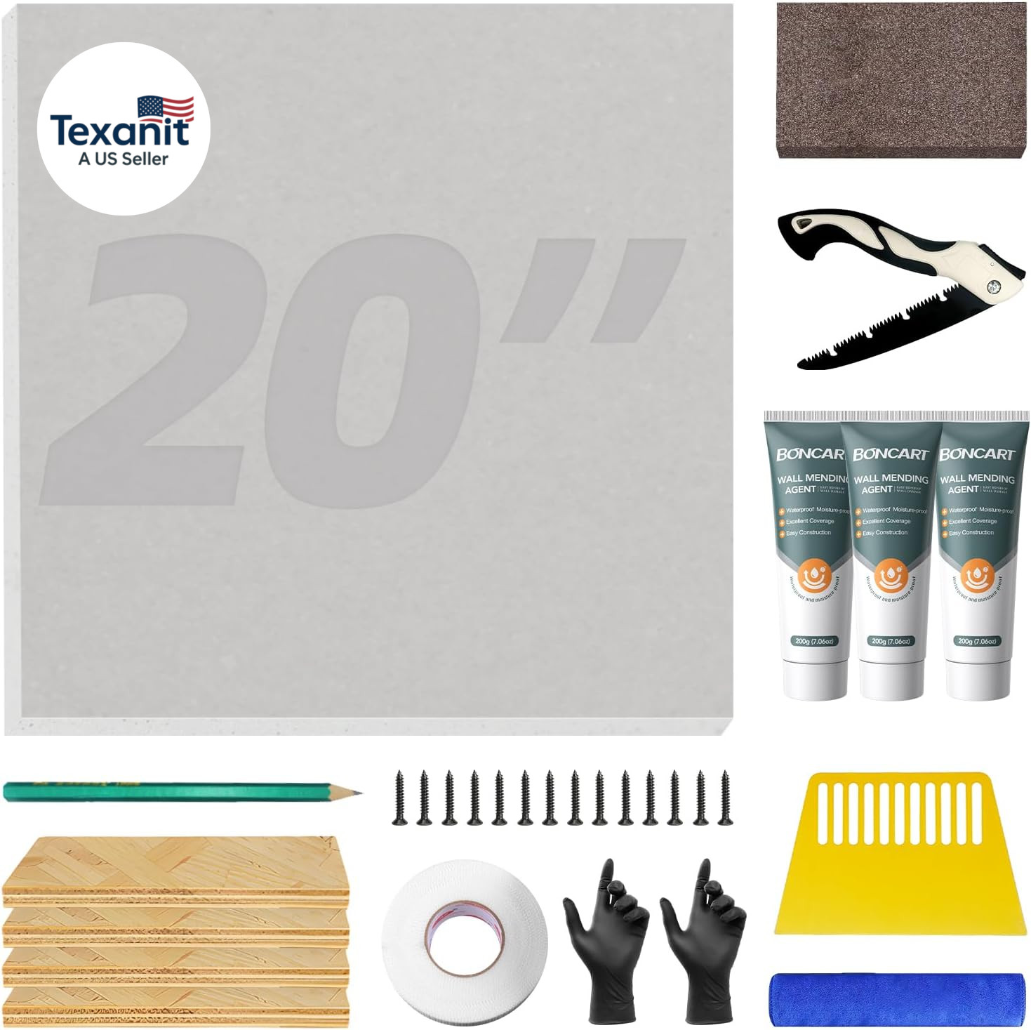 Drywall Repair Kit,Drywall Repair Panel 20” X20“,Drywall Patch Kit for Large Hol
