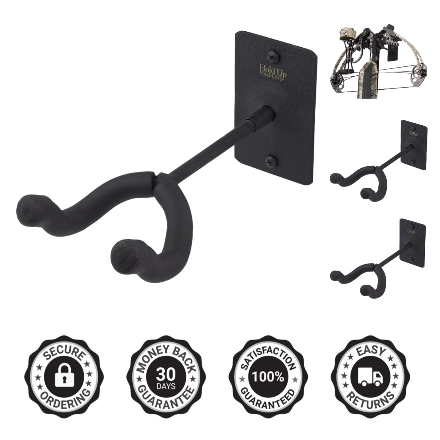 Versatile Crossbow Holder with Pivoting Cradle - Ideal Flat Wall Display