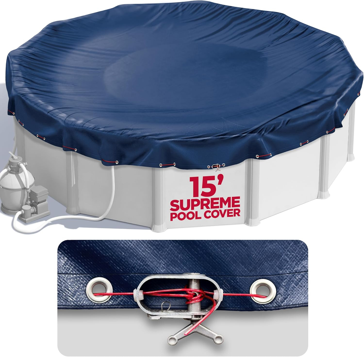 15 Ft round Pool Cover for above Ground Pools, above Ground Cover for Winter, Ke