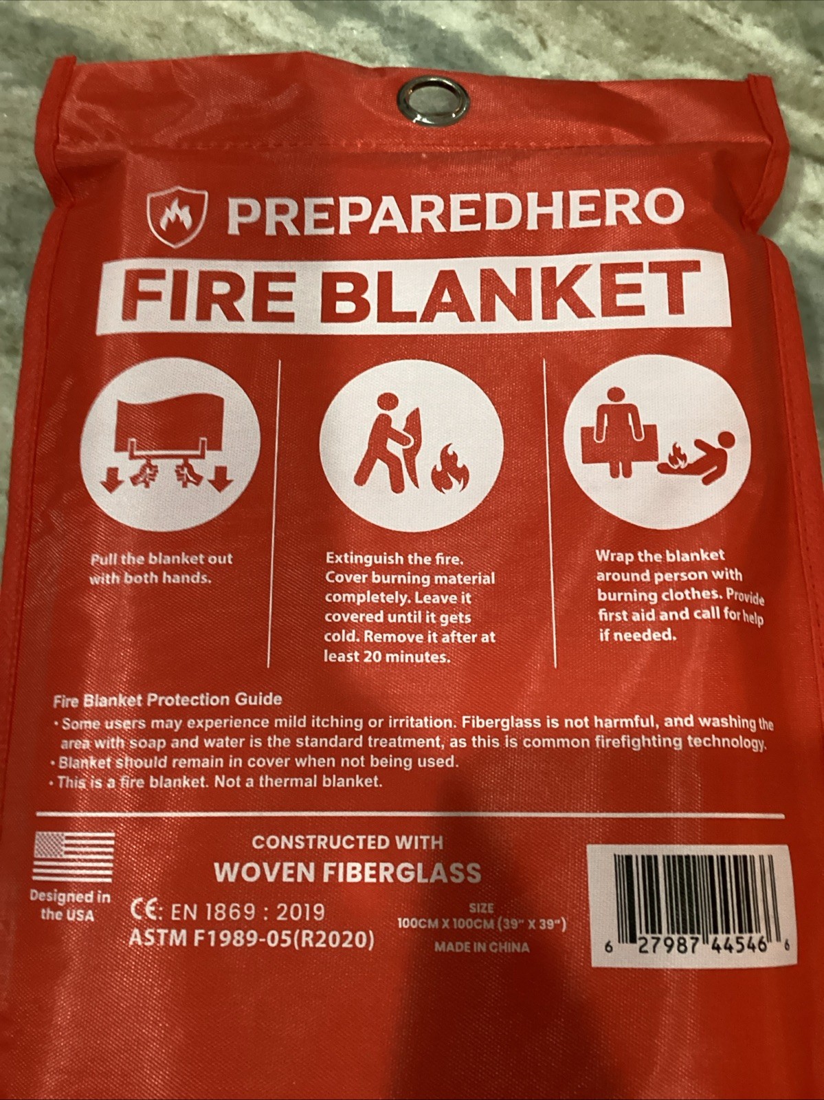 Prepared Hero Emergency Fire Blanket - Fire Suppression for Kitchen, 39x39
