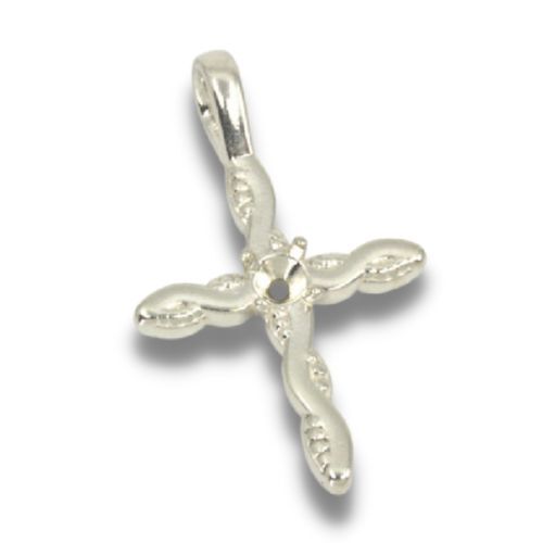 Round Cross Twist Milgrain Pre-notched Pendant Mounting