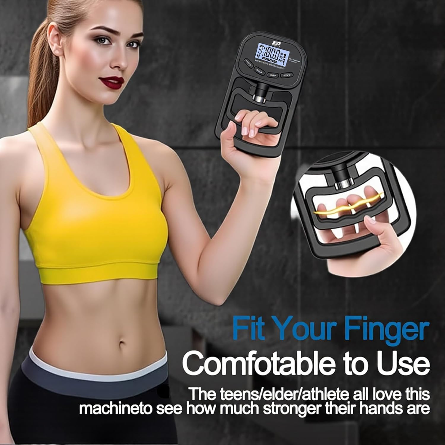 Hand Grip Strength Tester with LCD Display - 396Lbs Dynamometer for Home & Sport