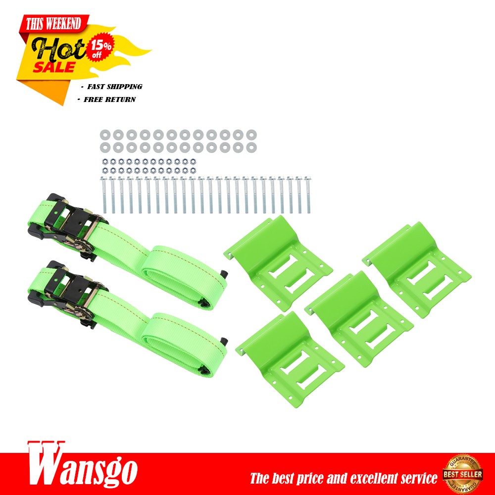 Brand New Heavy Duty Wheel Chock Tie Down Straps Set 2" x 6' Trailer Tire Straps