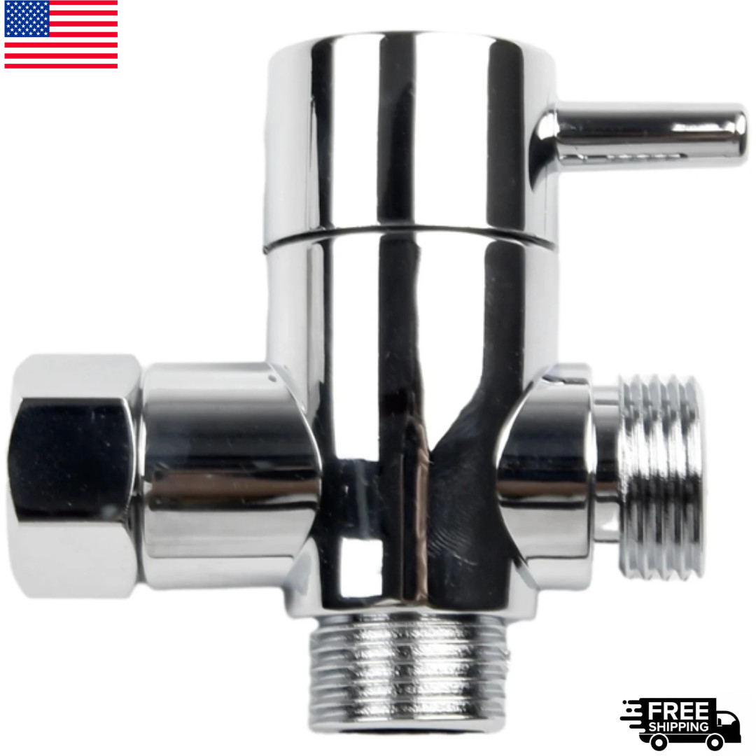 3-Way T-adapter Shower Head Diverter Valve Water Splitter Switch Faucet Bathroom