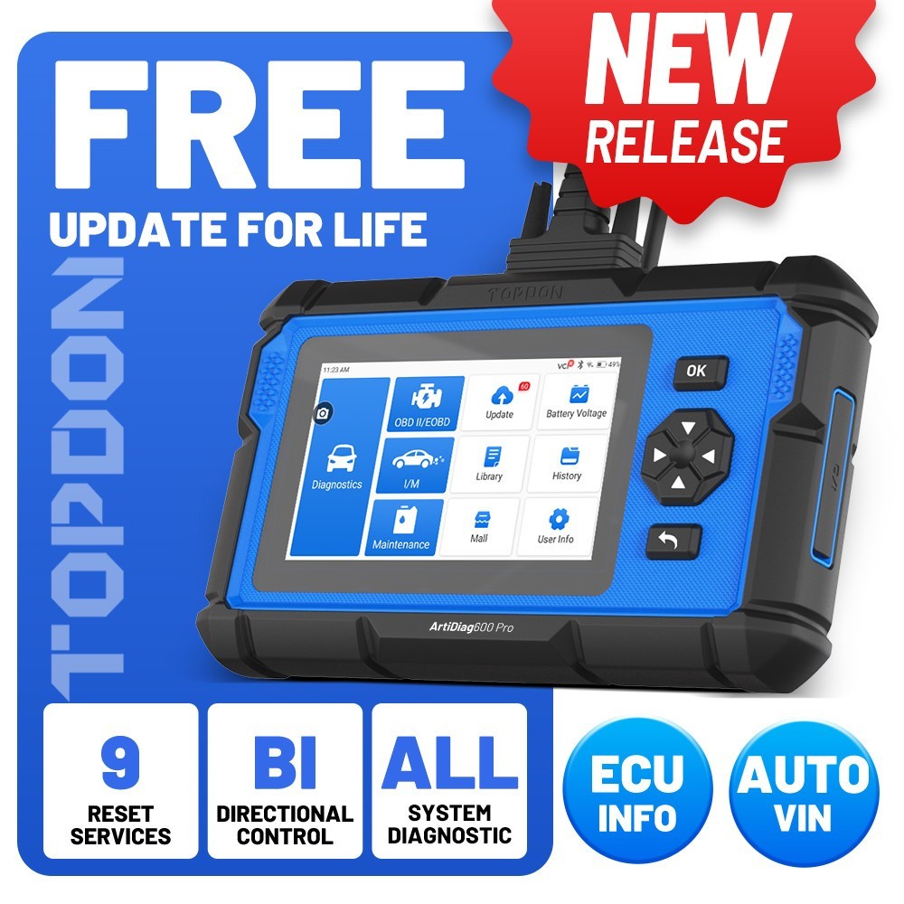 TOPDON ArtiDiag600 PRO Scanner Tool All System Free Update AutoVIN 9 Maint Reset