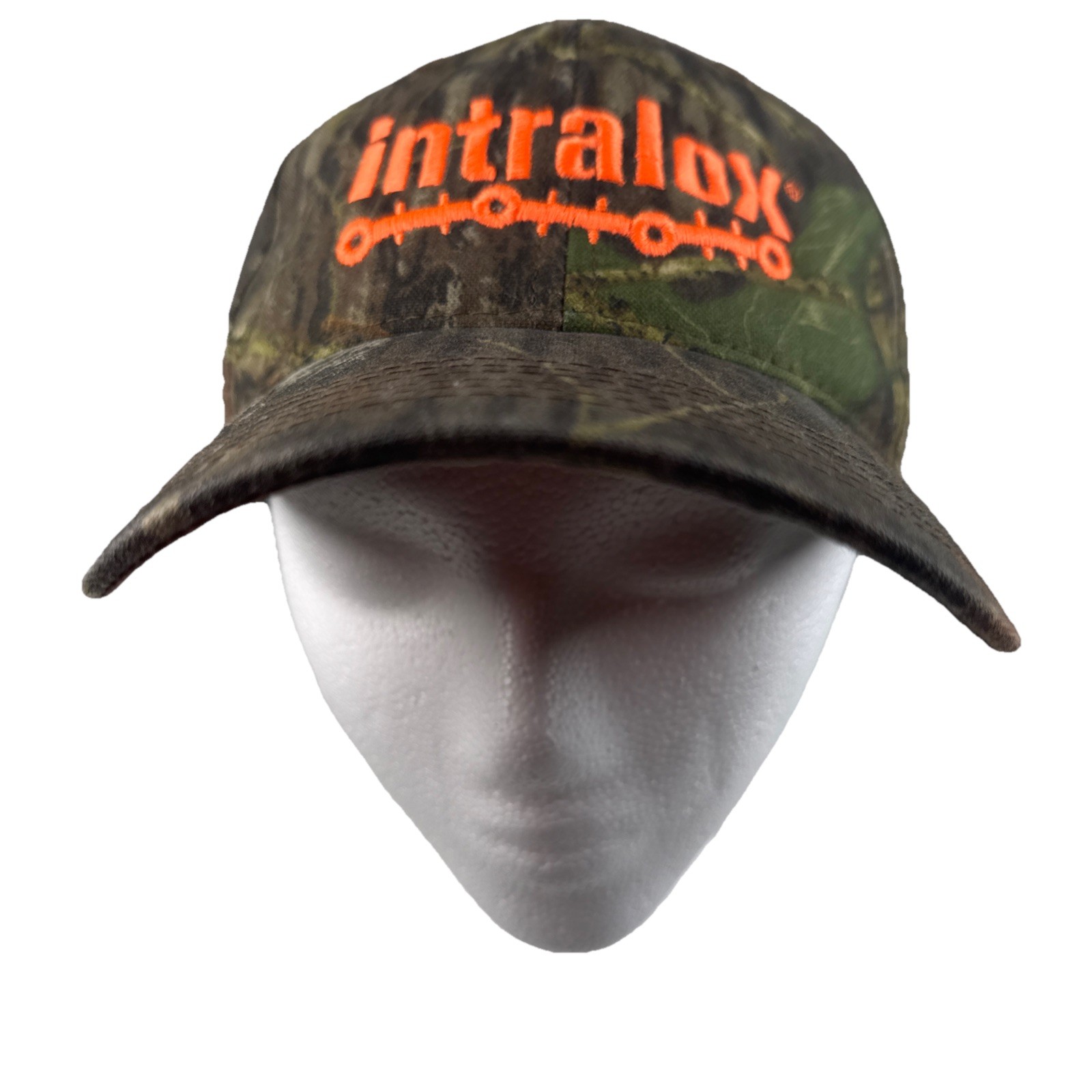 Intralox Fluorescent Orange Letters Logo Hat Cap Realtree Camo Fabric Hook Loop