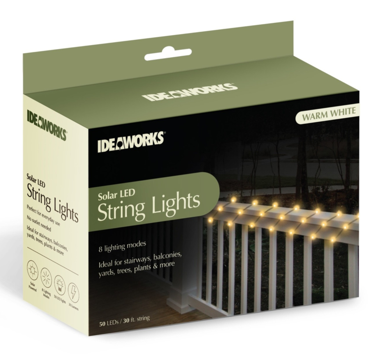 50 Solar LED String Lights Garden Stairways Balconies with 8 Lighting Modes Xmas