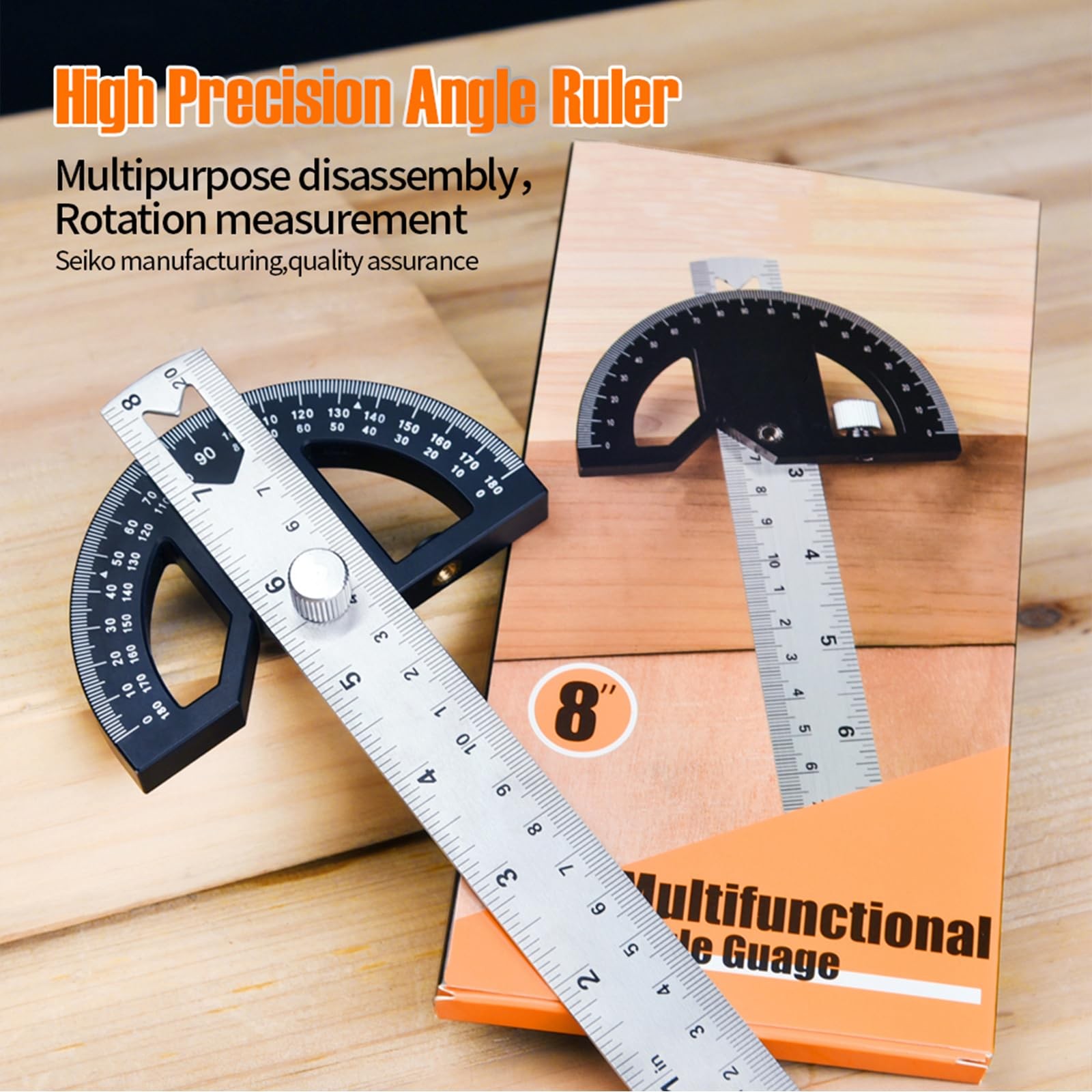 Protractor Angle Finder Stainless Steel Angle Ruler with 0-180 Degrees Adjust...