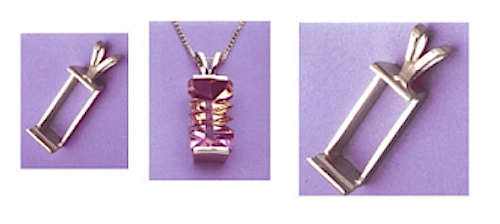 Extra Deep Rectangular Sterling Silver Tourmaline Pendant Setting (10-24mm)