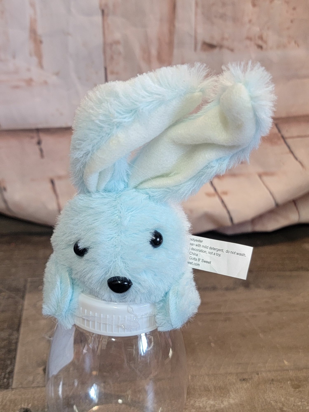 Blue Easter bunny rabbit container Decor figure