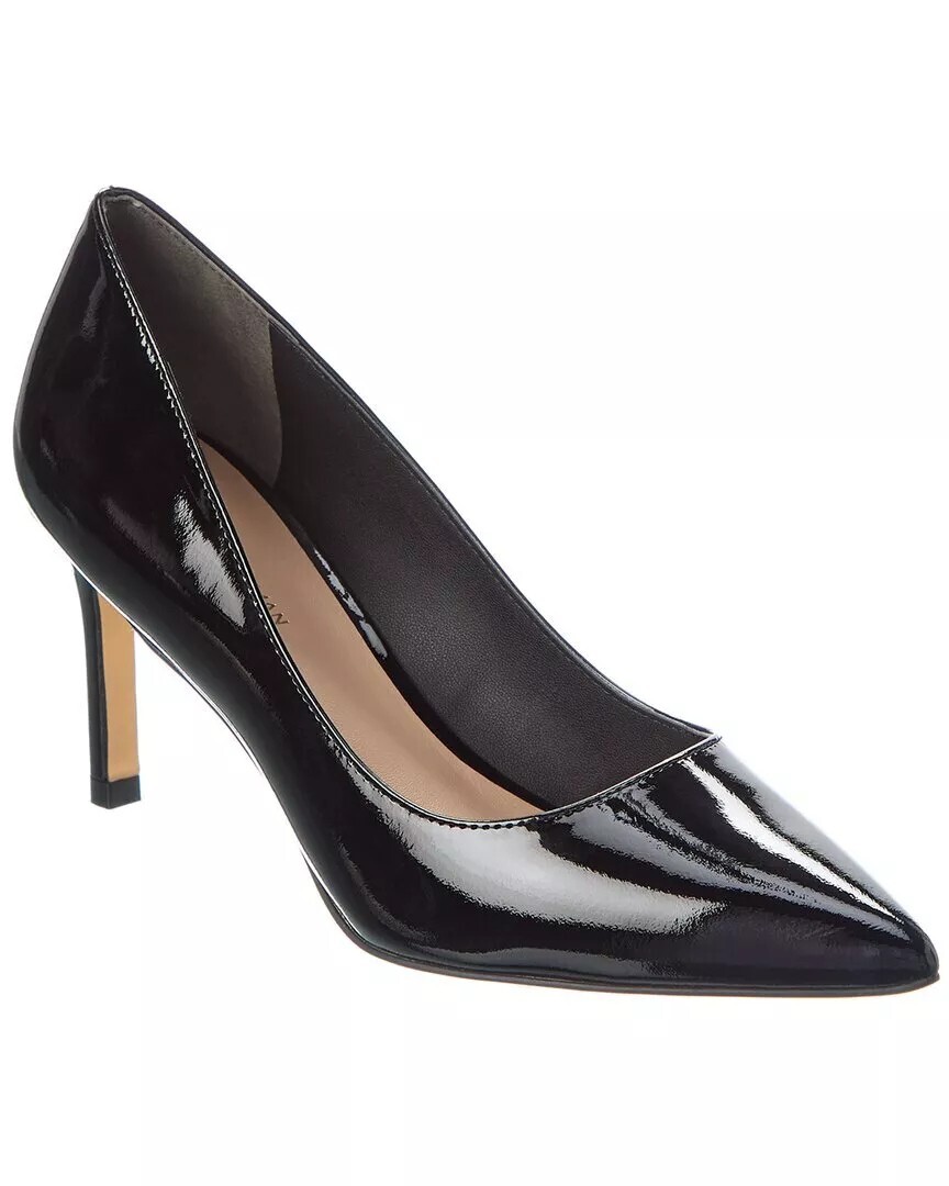 $500 Stuart Weitzman Leigh 75 Pumps POINTY HEEL PATENT BLACK 7.5 (DB4)