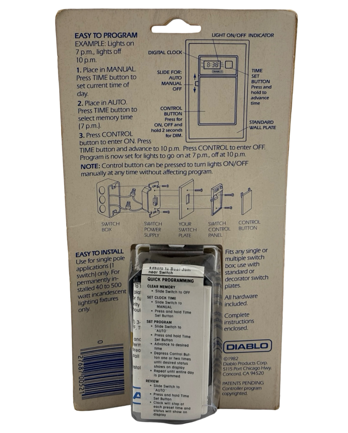 OLD STOCK Diablo Digital Clock Programmable Wall Switch SSW-1 Security Timer NEW