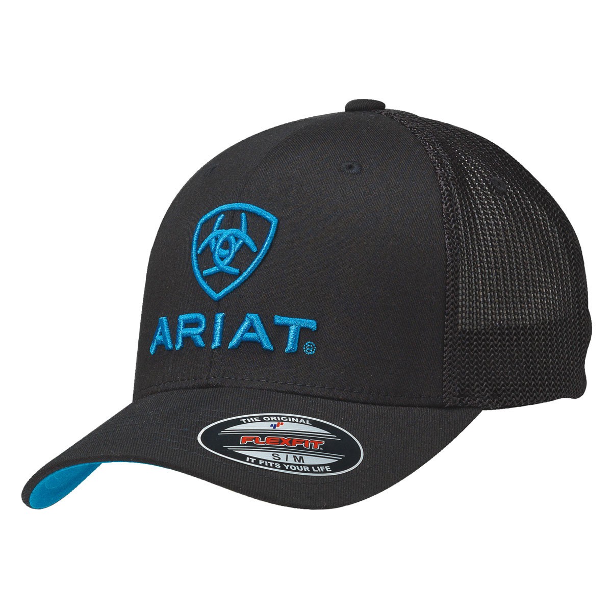 Ariat Black Flex Fit Blue Emb Logo - Hats Cap - 1502301