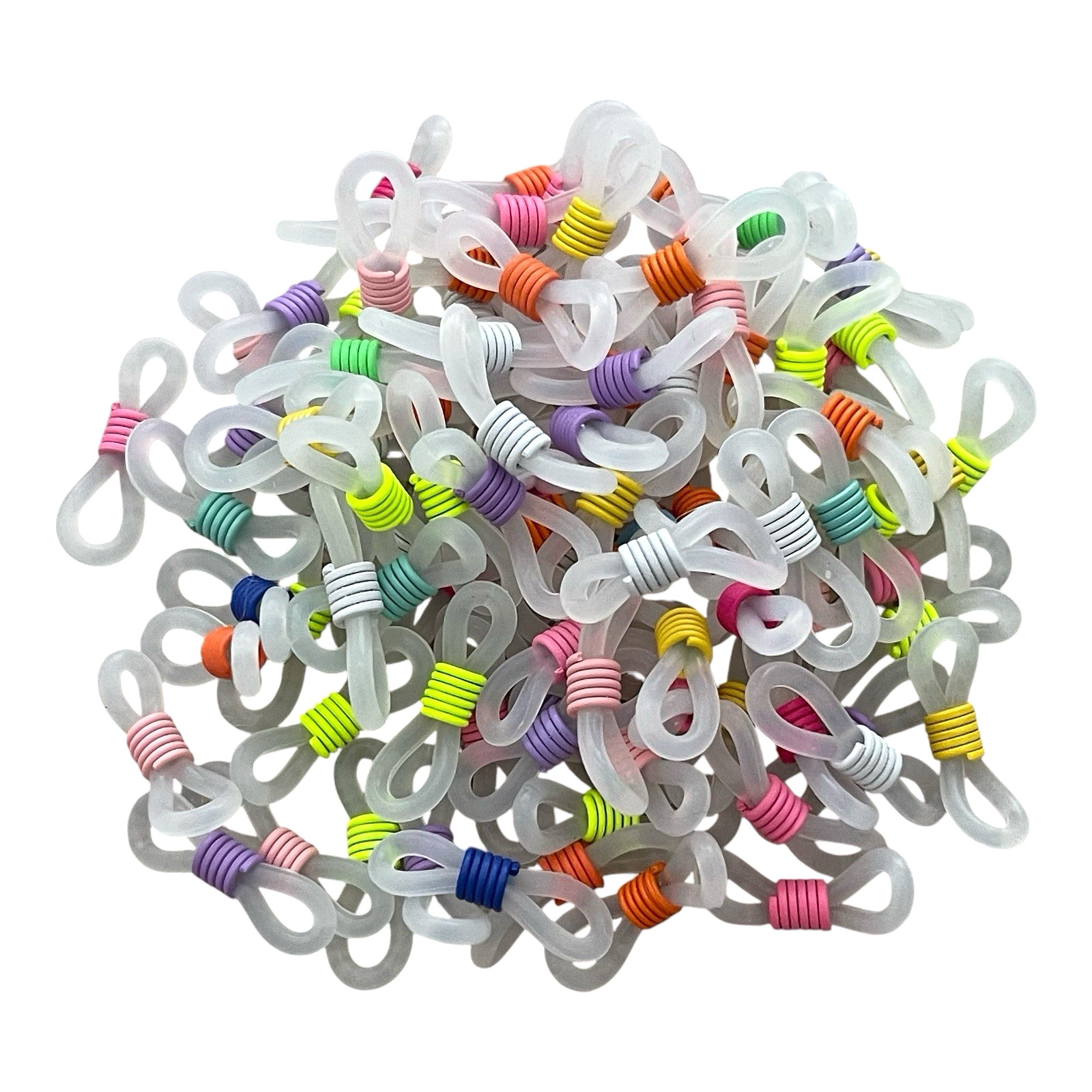 100 Silicone Eyeglass Holder Ends Glasses Chain Connectors Random Mix Beading