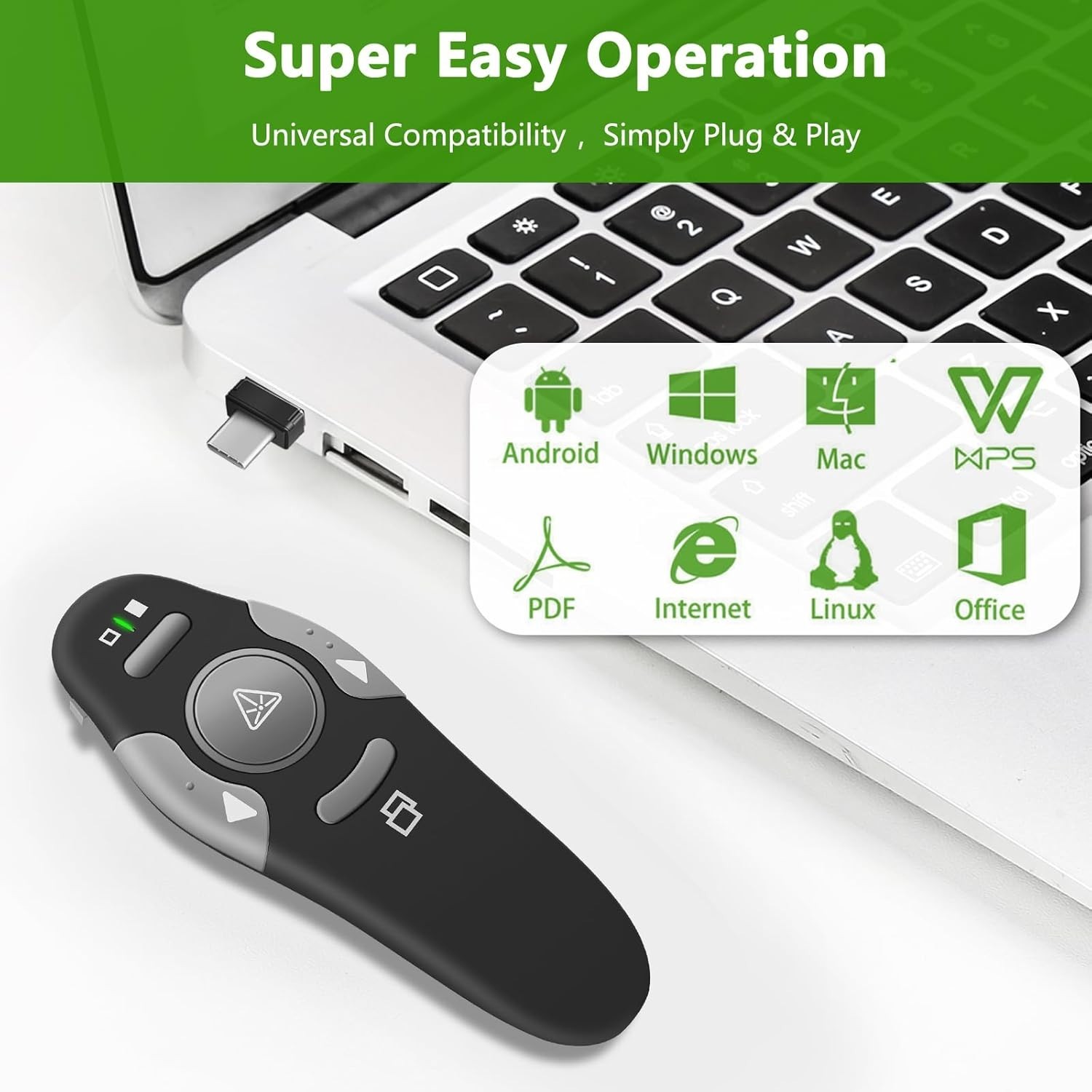 Compact Ergonomic Presentation Clicker for Mac & Windows - Ultimate Control