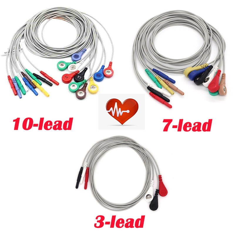 3/7/10-lead  Electrocardiograph ECG EKG Cable Din 1.5mm Patient Monitor 0.9m/3ft