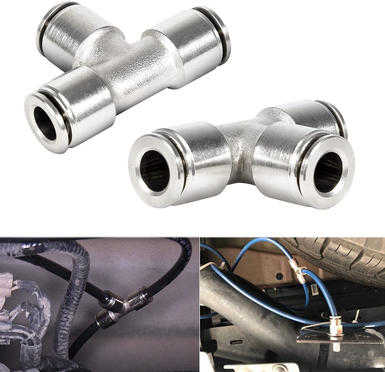 Air Lift 21838 Union PTC Tee Coupler Fitting 1/4" Push To Connect Tube T-Fitting