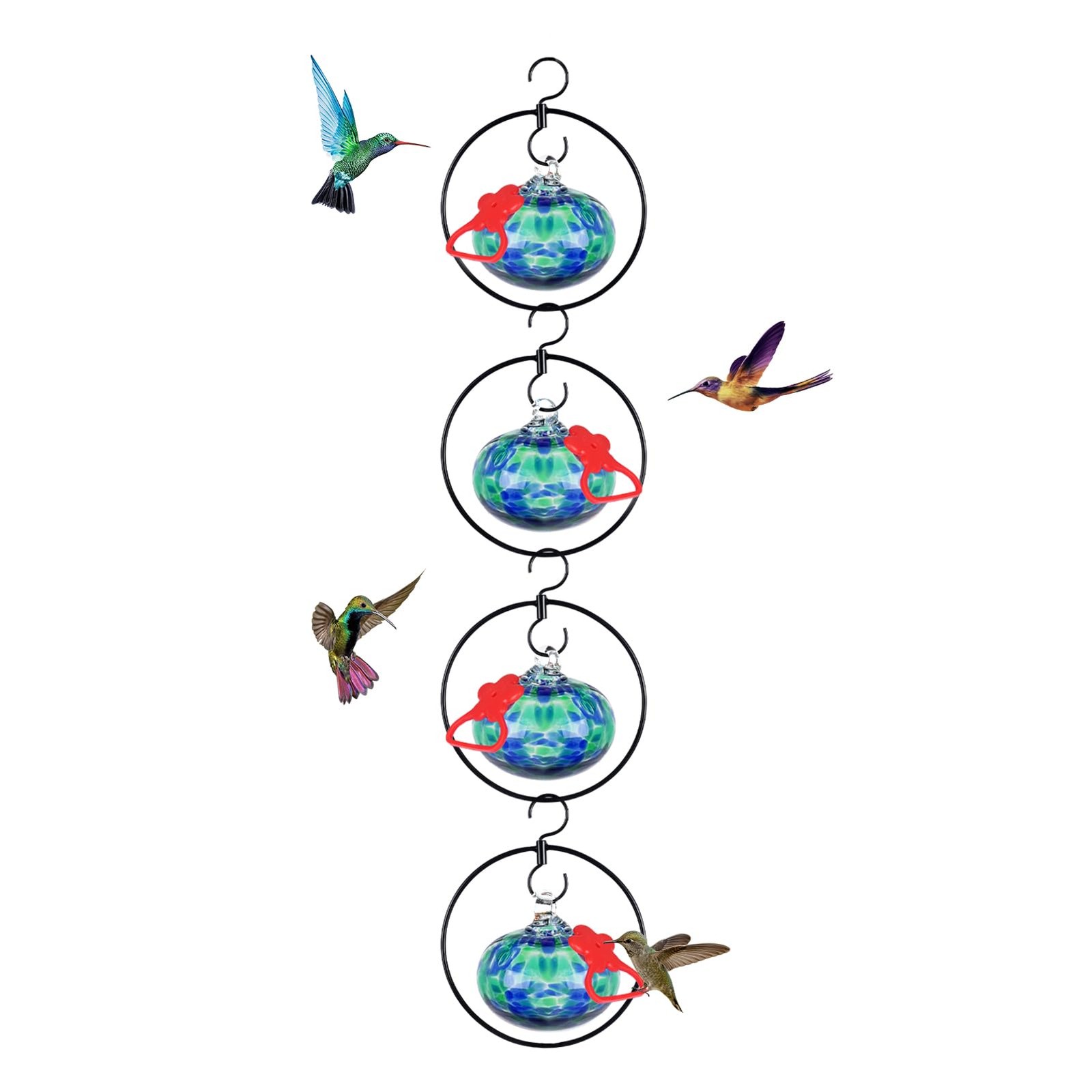 Headak Life 4 Pack Circular Hummingbird feeders for Outdoors Dotted Blue